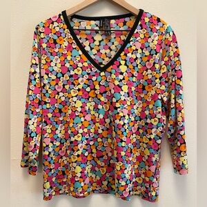 Lynn Ritchie Womens Silk and Cotton Valentine's Sweetie Hearts Top Size Large
